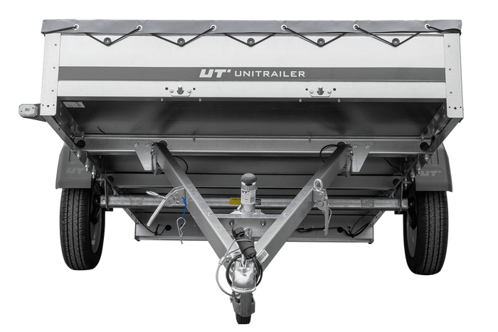 Remorque voiture 264x150 UNITRAILER GARDEN 265 KIPP avec châssis H-0 et bâche grise