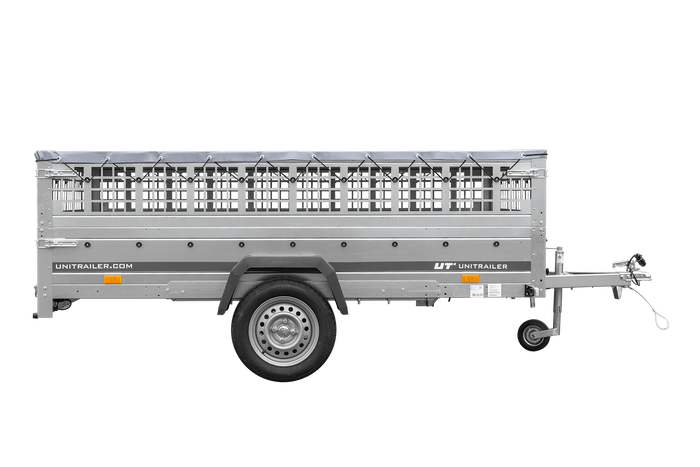 Remorque légère 264x150 UNITRAILER GARDEN 265 KIPP avec ridelles grillagées, châssis H-0 et bâche grise