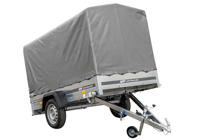 Remorque routière avec bâche haute (110 cm), arceau (110 cm) et roue jockey 230x125 Garden Trailer 230 KIPP