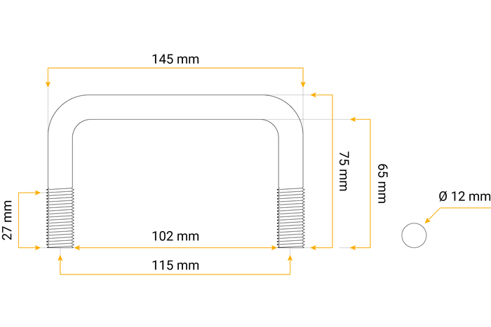 U-BOULON AVEC ÉCROUS ET RONDELLES M12 65/102/65