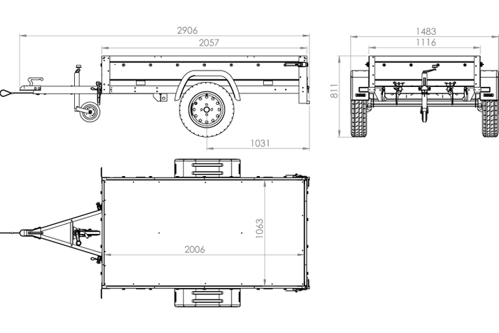 Remorque tôle Garden Trailer 200 KIPP 200x106 cm [avec rehausses grillagées, bâche haute et arceau]