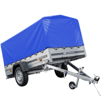 Remorque routière avec bâche haute bleue, arceau H-800 et roue jockey 230x125 Garden Trailer 230 KIPP