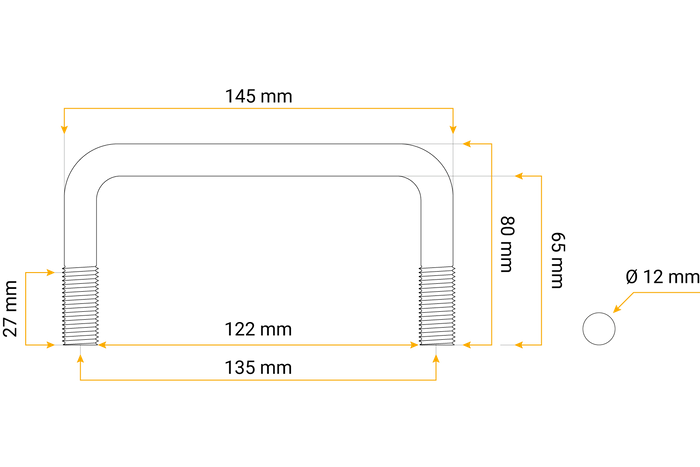 U-BOULON AVEC ÉCROUS ET RONDELLES M12 65/122/65