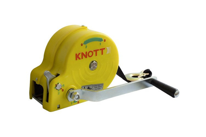 Treuil 450 kg à sangle KNOTT boîtier jaune