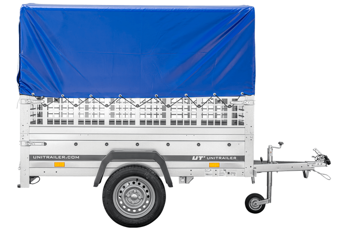 Remorque tôle non freinée Garden Trailer 200 KIPP 200x106 cm [avec rehausses grillagées, bâche haute et arceau]