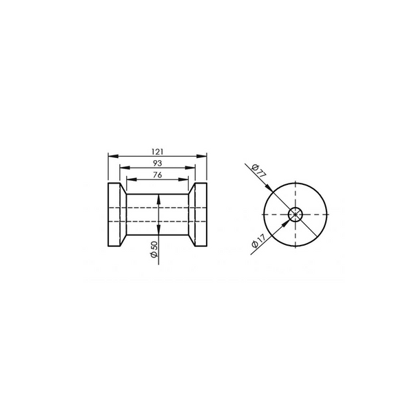 Rouleau de quille inférieur KNOTT 121 mm pour remorque de bateau