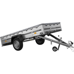 REMORQUE DE JARDIN 264 KIPP AVEC ROUE JOINTE ET COUVERCLE PLAT GRIS