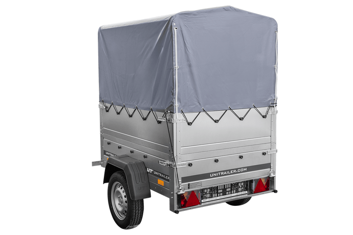 Haute remorque avec bâche 150x106 [bâche grise, arceau, rehausses de ridelles et roue jockey] Garden Trailer 150 KIPP