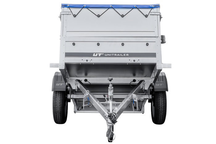 Remorque Garden Trailer 200 Kipp avec roue jockey, rehausses, châssis H-0 et bâche bleue