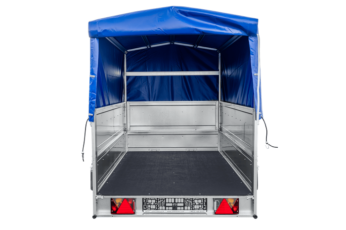 Remorque voiture sans frein 230 x 125 cm Garden Trailer 230 KIPP avec bâche haute, rehausses de ridelles et roue jockey