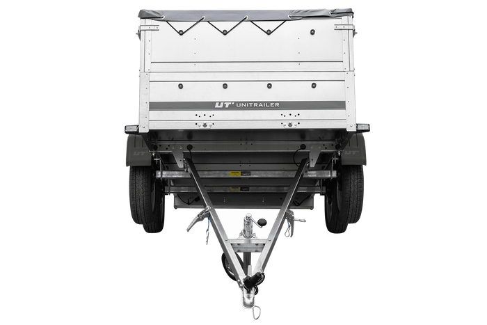 GARDEN TRAILER 264/2 KIPP remorque à deux essieux avec roue jockey, châssis H-0, ridelles BIS et bâche plate grise