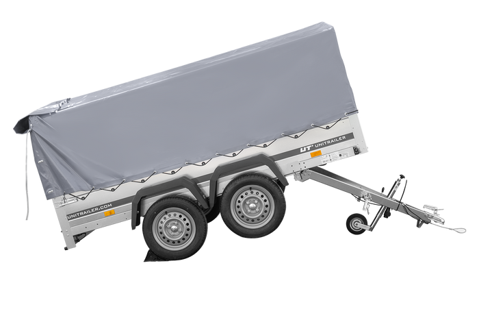 Remorque à deux essieux 264x150 UNITRAILER GARDEN 265/2 KIPP avec châssis H-800 et bâche grise