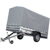 REMORQUE DE JARDIN 264 KIPP AVEC ROUE DE SUPPORT, CADRE H-1100 ET BACHE GRISE