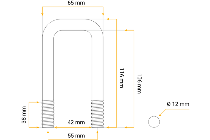 U-boulon / étrier M12 105/42/105