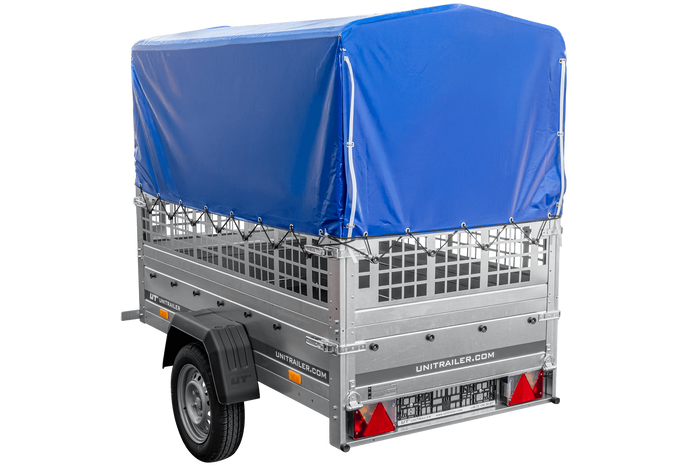 Remorque tôle non freinée Garden Trailer 200 KIPP 200x106 cm [avec rehausses grillagées, bâche haute et arceau]