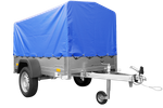Remorque pliable 750 kg 200 x 125 avec bâche dôme bleue et arceau Garden Trailer 201 KIPP