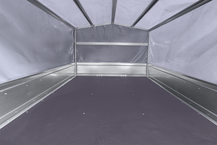 Remorque à deux essieux 264x150 UNITRAILER GARDEN 265/2 KIPP avec châssis H-800 et bâche grise