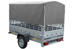 Grande remorque 230x125 avec bâche haute grise, ridelles grillagées et roue jockey - Garden Trailer 230 KIPP