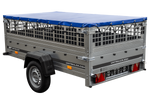 Remorque sans frein 230x125 avec bâche plate bleue, ridelles grillagées et roue jockey - Garden Trailer 230 KIPP