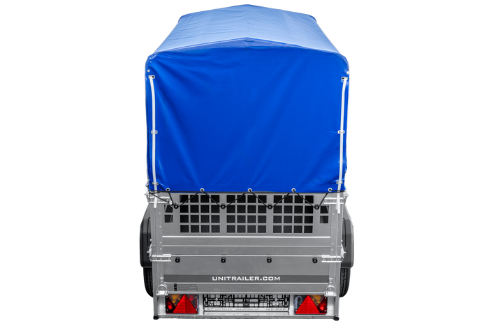 Remorque tôle non freinée Garden Trailer 200 KIPP 200x106 cm [avec rehausses grillagées, bâche haute et arceau]