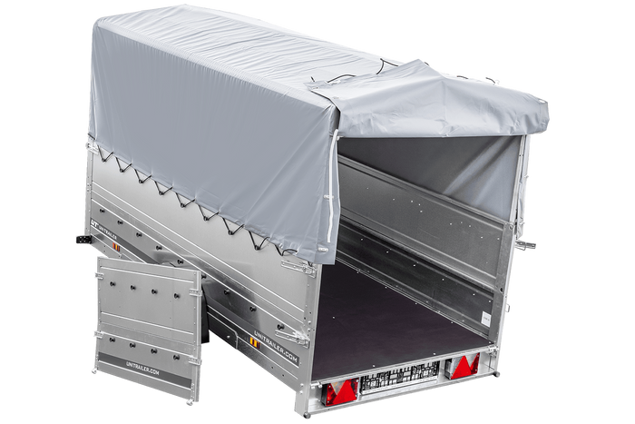 REMORQUE DE JARDIN 264 KIPP AVEC ROUE JOINTE, GLISSIÈRES BIS, CHÂSSIS H-800 ET COUVERCLE GRIS