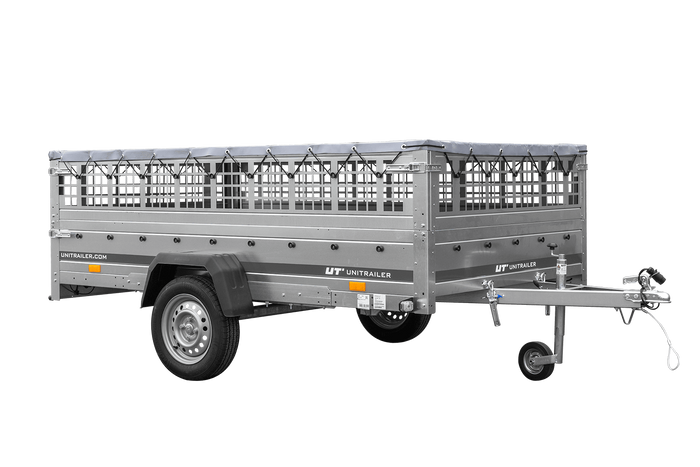 Remorque légère 264x150 UNITRAILER GARDEN 265 KIPP avec ridelles grillagées, châssis H-0 et bâche grise