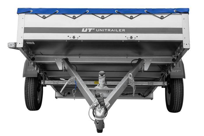 Remorque à un essieu 264x150 UNITRAILER GARDEN 265 KIPP avec châssis H-0 et bâche bleue