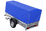 Remorque routière avec bâche haute bleue, arceau H-800 et roue jockey 230x125 Garden Trailer 230 KIPP