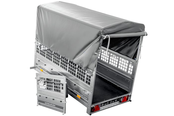 Remorque tôle Garden Trailer 200 KIPP 200x106 cm [avec rehausses grillagées, bâche haute et arceau]