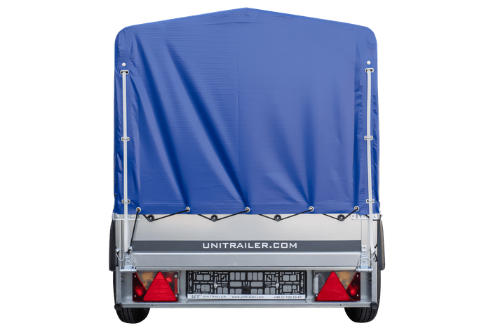 Remorque bagagère Garden Trailer 200 KIPP 200 x 106 cm avec bâche haute bleue, arceau et roue jockey