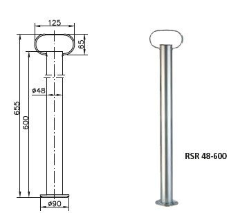 Béquille fixe Winterhoff pour remorque et collier en fonte 60cm fi 48mm 150kg