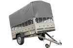 Grande remorque 230x125 avec bâche haute grise, ridelles grillagées et roue jockey - Garden Trailer 230 KIPP