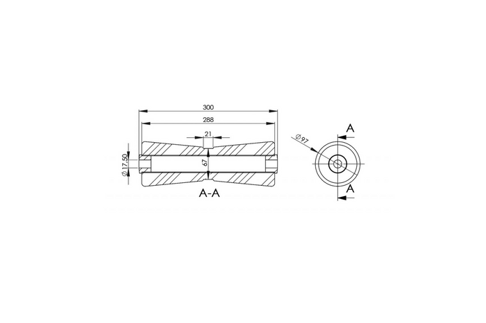 Rouleau de quille inférieur KNOTT 300mm pour remorque de bateau