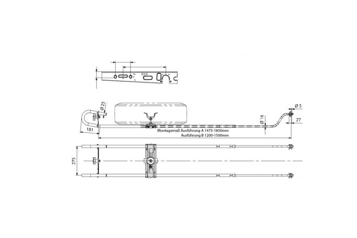Support de roue de secours KNOTT pour caravane 1200-1500 mm