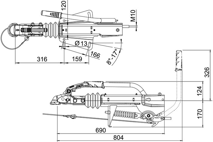 Dispositif de dépassement AL-KO 161S avec attelage AK161 pour remorque de 1600kg avec timon en V