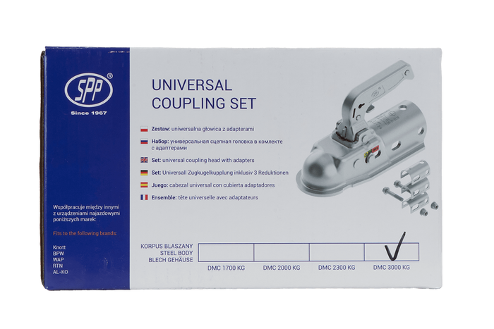 Attelage à boule STEELPRESS BC-3000.1D-00-00+Z2 pour remorque de 3 000 kg avec timon tubulaire de 35 à 50 mm