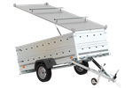 Remorque légère avec bâche Garden Trailer 264 KIPP, bis côtés et roue jockey