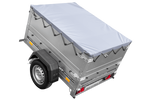 Remorque petite à vendre à benne basculante - Garden Trailer 150 KIPP [avec rehausses de ridelles et bâche plate grise]