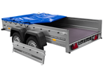 UNITRAILER 264/2 KIPP AVEC ROUE JOCKEY, TIGES DE SUPPORT ET BÂCHE PLATE BLEUE 