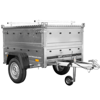 Remorque un essieu 150x106 UNITRAILER GARDEN 150 KIPP avec côtés, ridelles supplementaires et capot en aluminium
