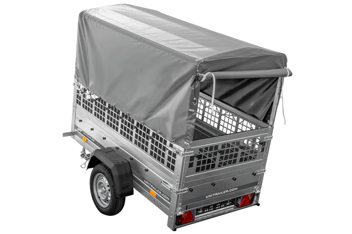 Remorque tôle Garden Trailer 200 KIPP 200x106 cm [avec rehausses grillagées, bâche haute et arceau]