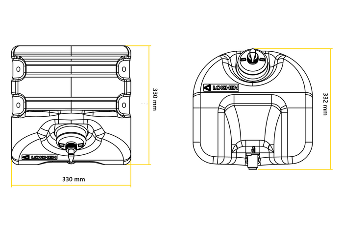 Réservoir d'eau 18l avec poignées LOKHEN pour semi-remorques, remorques, bus, avec distributeur de savon