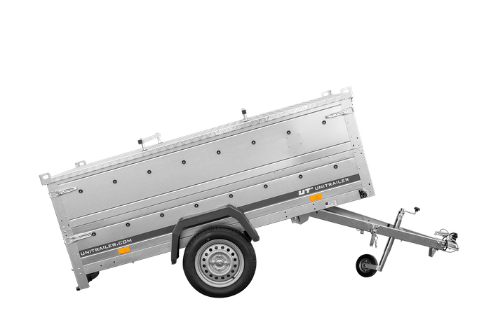 Remorque un essieu 230x125 UNITRAILER GARDEN 230 KIPP avec côtés BIS et couverture en aluminium