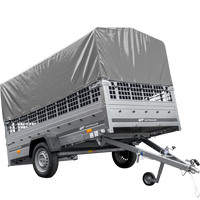 Remorque voiture 264x150 UNITRAILER GARDEN 265 KIPP avec ridelles grillagées, arceau H-800 et bâche grise