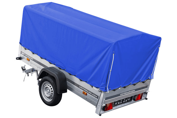 Remorque routière avec bâche haute bleue, arceau H-800 et roue jockey 230x125 Garden Trailer 230 KIPP
