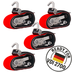 Lot de quatre sangles de transport, d'arrimage pour remorque HEFFA CARLINE 130,  fixation des roues 2,8 m/50 mm/5 t VDI 2700