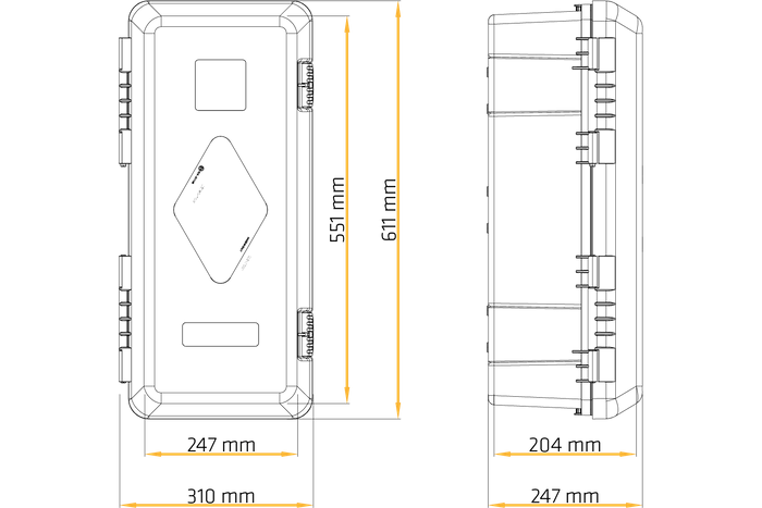 Boîte, caisse extincteur 6kg DAKEN 82070 ADAMANT 611x310x247mm rouge