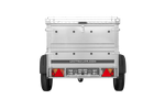 Remorque un essieu 150x106 UNITRAILER GARDEN 150 KIPP avec côtés, ridelles supplementaires et capot en aluminium