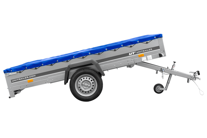 Remorque à un essieu 264x150 UNITRAILER GARDEN 265 KIPP avec châssis H-0 et bâche bleue