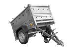 Remorque un essieu 150x106 UNITRAILER GARDEN 150 KIPP avec côtés, ridelles supplementaires et capot en aluminium
